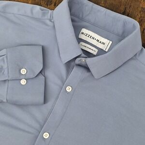 Mizzen + Main BRYANT Shirt Men's XL Blue Standard Fit LS Stretch Nylon Button Up